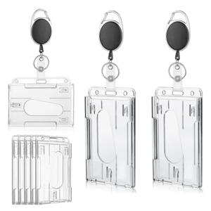 투명 카드 슬롯 ID 태그 배지 홀더 배지 릴 카드 보관 주최자 직원 패스 작업 카드 케이스 슬리브