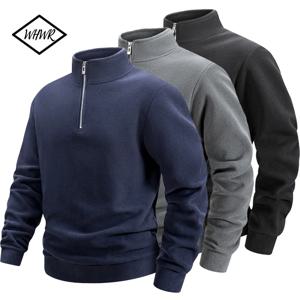 남성용 쿼터 집업 스웨트 폴라 플리스 목 넥 두꺼운 열 블랙 스웨트 겨울 따뜻한 풀오버 스웨터 S-3XL