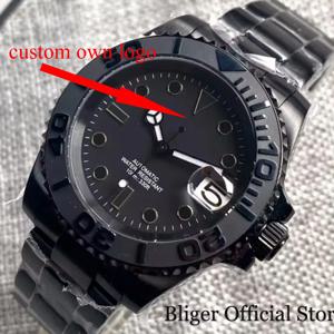 커스텀 블랙 NH35A 40mm 기계식 다이버 시계 남성용 200M 방수 사파이어 글라스 스테인리스 스틸 브레이슬릿