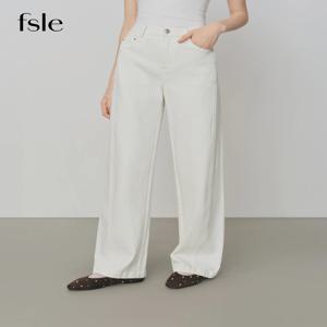 FSLE 레트로 로우 데님 하이웨이스트 스트레이트 진 여성 2025년 초가을 신상 3D 컷 슬리밍 진 25FS13104