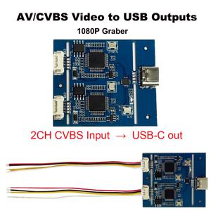 2채널 AV/CVBS 비디오를 USB 출력으로 변환하는 1080P 그래버 AV-USB 캡처 카드 모듈 UVC 프리 드라이브 (안드로이드용, 무료 플러그 앤 플레이)
