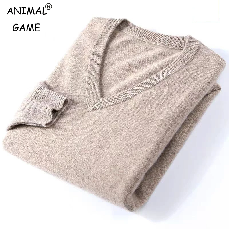 가을 남성 V넥 따뜻한 풀오버 스웨터 단색 슬림 캐주얼 스웨터 긴팔 남성 기본 단색 트렌드 아우터