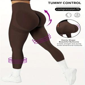 CZGUKE Seamless 여성용 하이 웨이스트 요가 바지 타이트 허리 엉덩이 리프팅 탄성 꽉 솔리드 컬러 와이드 허리 스포츠 레깅스