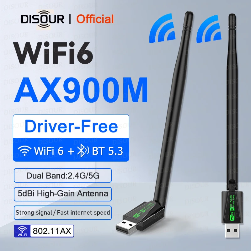 AX900 WiFi 6 무선 네트워크 카드(안테나 포함) Bluetooth 5.4 2.4G/5Ghz 듀얼 밴드 WiFi 어댑터 900Mbps WiFi 동글 드라이버 무료