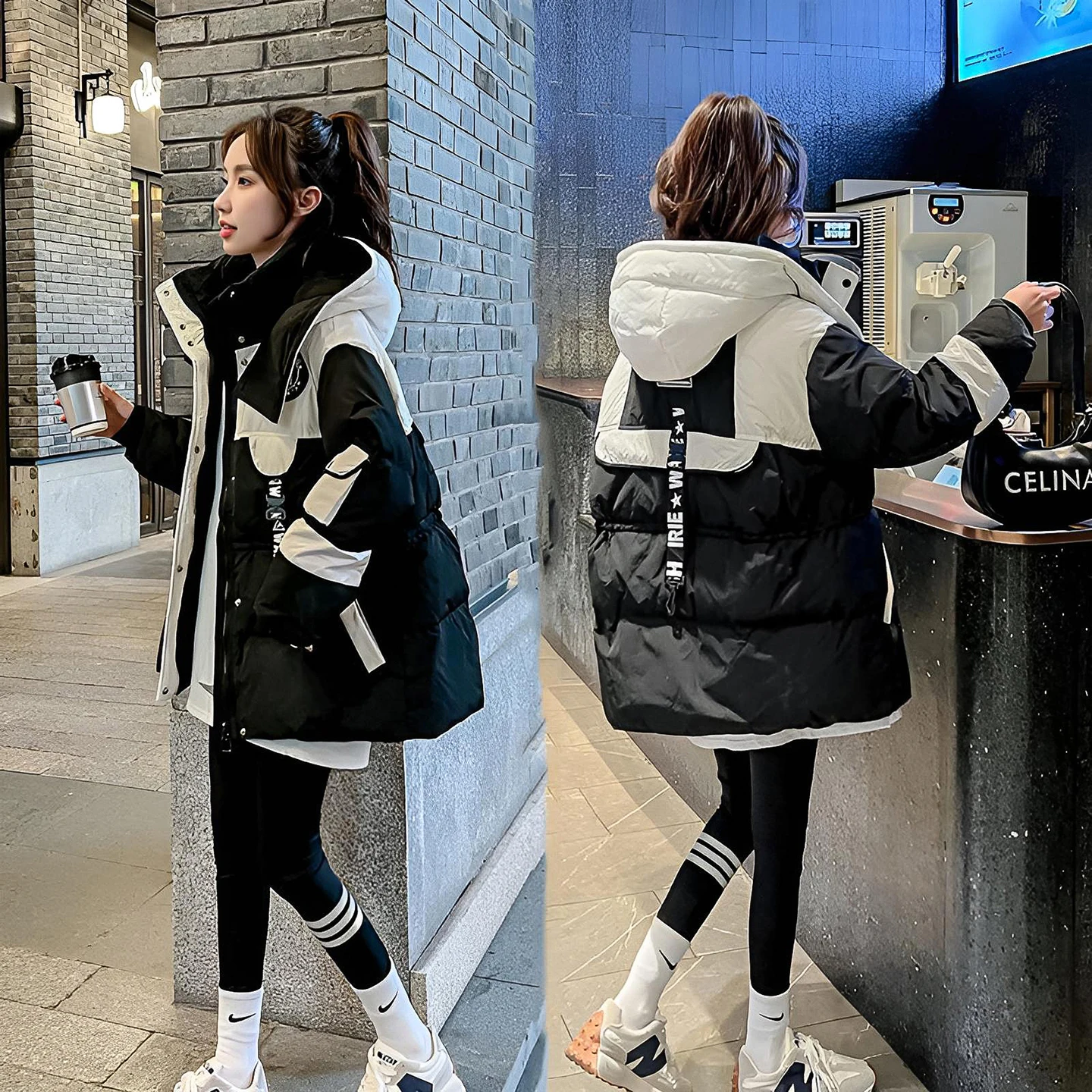 우아한 두꺼운 여성용 다운 재킷 세련된 루즈핏 코튼 디자인 겨울 아우터 파카 스타일 스타일리시 아우터웨어