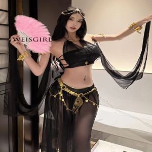 이국적인 댄스 코스프레 서양 미녀 벨리댄스 섹시 여신 둔황 의상 여성 민족 무대 의상 여름 2025