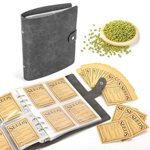 1세트 정원 씨앗 보관 정리함 (50개의 자동 밀봉 씨앗 봉투 포함) 씨앗 정리 바인더 씨앗 패킷 정리함