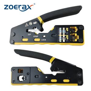 ZOERAX RJ45 CAT6 크림퍼 도구 네트워크 케이블 크림프 도구 Cat6 Cat5 Cat5e RJ45 패스 스루 커넥터 교체용 블레이드 포함