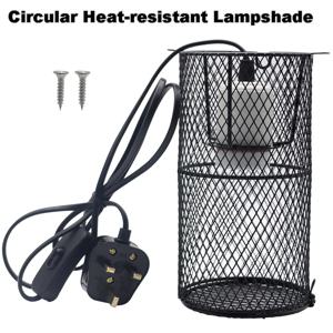 1개 파충류 히트 램프 가드 메쉬 케이지 파충류 보호 램프쉐이드 애완용 도마뱀 뱀 병아리용, 전구 미포함, 영국/EU 플러그