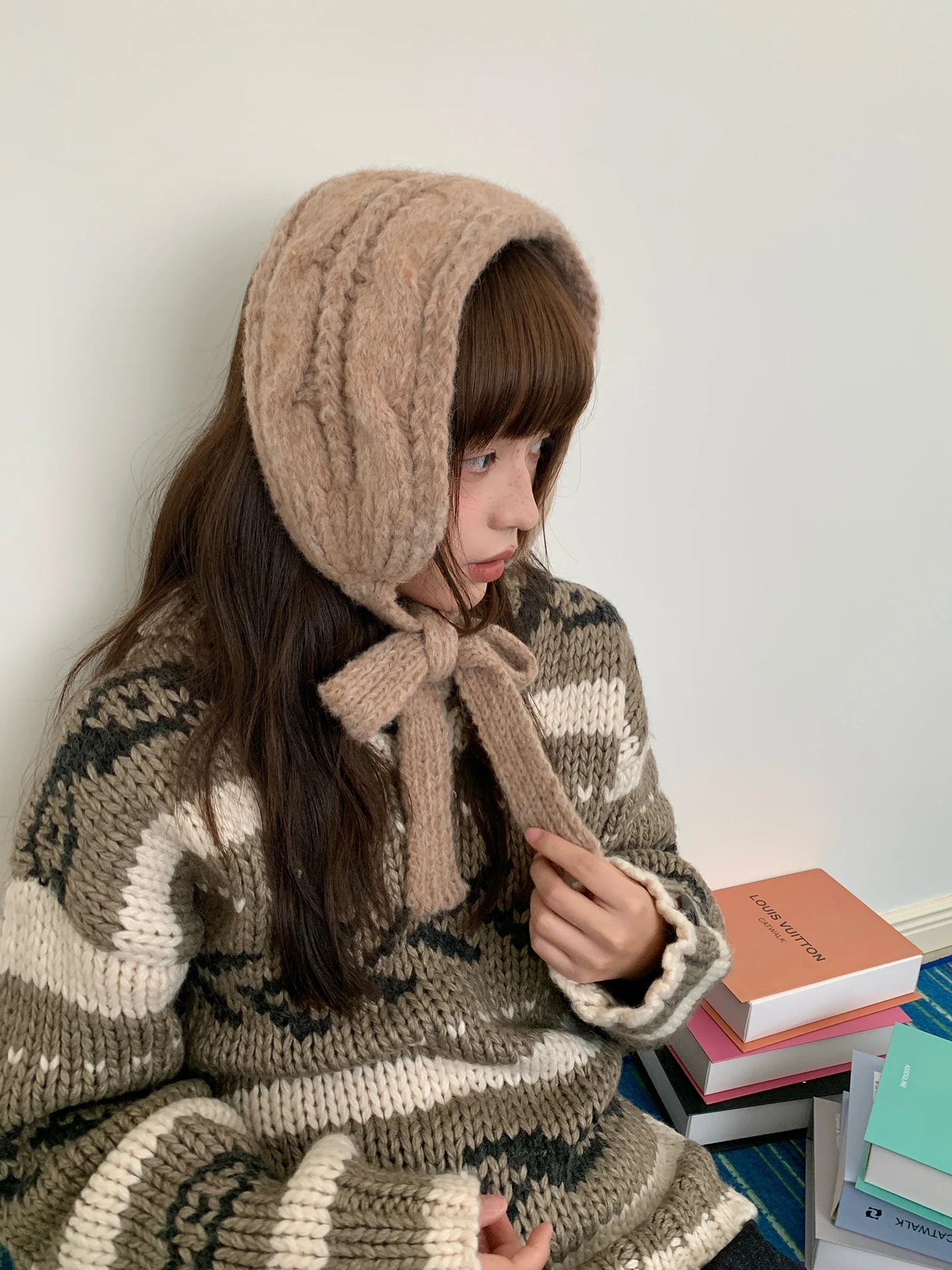 한국 스타일 두꺼운 니트 트위스트 헤드스카프 여성용 겨울 귀마개 사이클링 다용도 귀덮개 패셔너블 귀마개