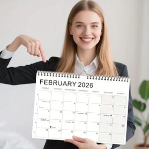 1개 A4 주간 플래너 캘린더 2026-2027 월별 탭, 보름달 및 초승달 표시, 월요일부터 일요일까지 배열