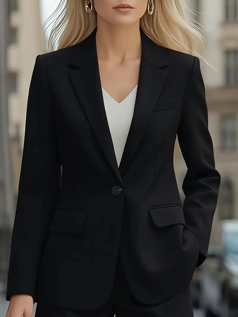 여성용 가을 긴팔 단색 가디건 원버튼 스몰 수트 재킷