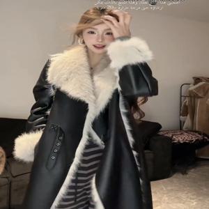 두꺼운 롱 여성용 퍼 코트 가을 겨울 신상 유럽풍 밍크 이미테이션 퍼 아우터 캐주얼 루즈핏 코트