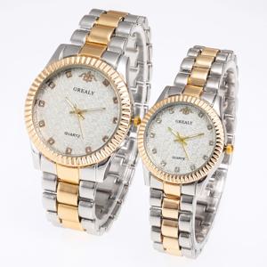 남성용 시계 쿼츠 캐주얼 패션 스틸 밴드 세트 커플 시계 남성용 하나 여성용 하나