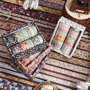 12 롤 빈티지 꽃무늬 와시 테이프 세트, DIY 스크랩북용 장식 마스킹 테이프, 불렛 저널 플래너 선물 포장용