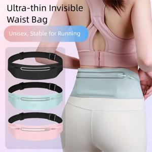 허리 팩 슬림 러닝 벨트 전화 울트라 얇은 멀티 포켓 체육관 러닝 허리 가방 반사 방수 러닝 전화 홀더