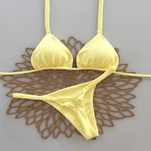 2026 뉴 브라질리언 비키니 밴디지 스트라이프 수영복 여성용 마이크로 수영복 투피스 세트 여성 섹시 비치웨어 여름