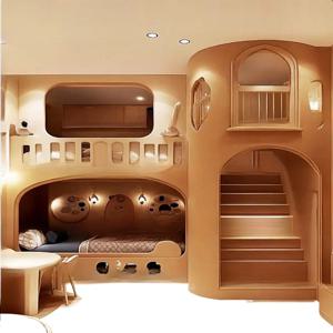 통나무 바람나무집 침대, 원목 바람숲 침대, 계단식 2층 더블 침대