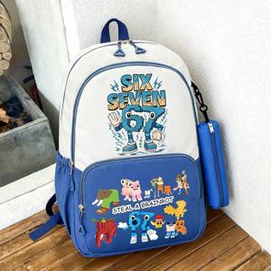 Steal A Brainrot 백팩 필통 애니메이션 67 식스 세븐 나일론 학교 가방 펜 가방 세트 책가방 어깨 가방 필통 소년 선물
