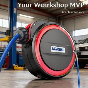 12x8mm 자동 리트랙터블 호스 릴, 15m/590인치 폴리우레탄 브레이디드 에어 호스, 1/2인치 에어 컴프레서 자동 리와인더