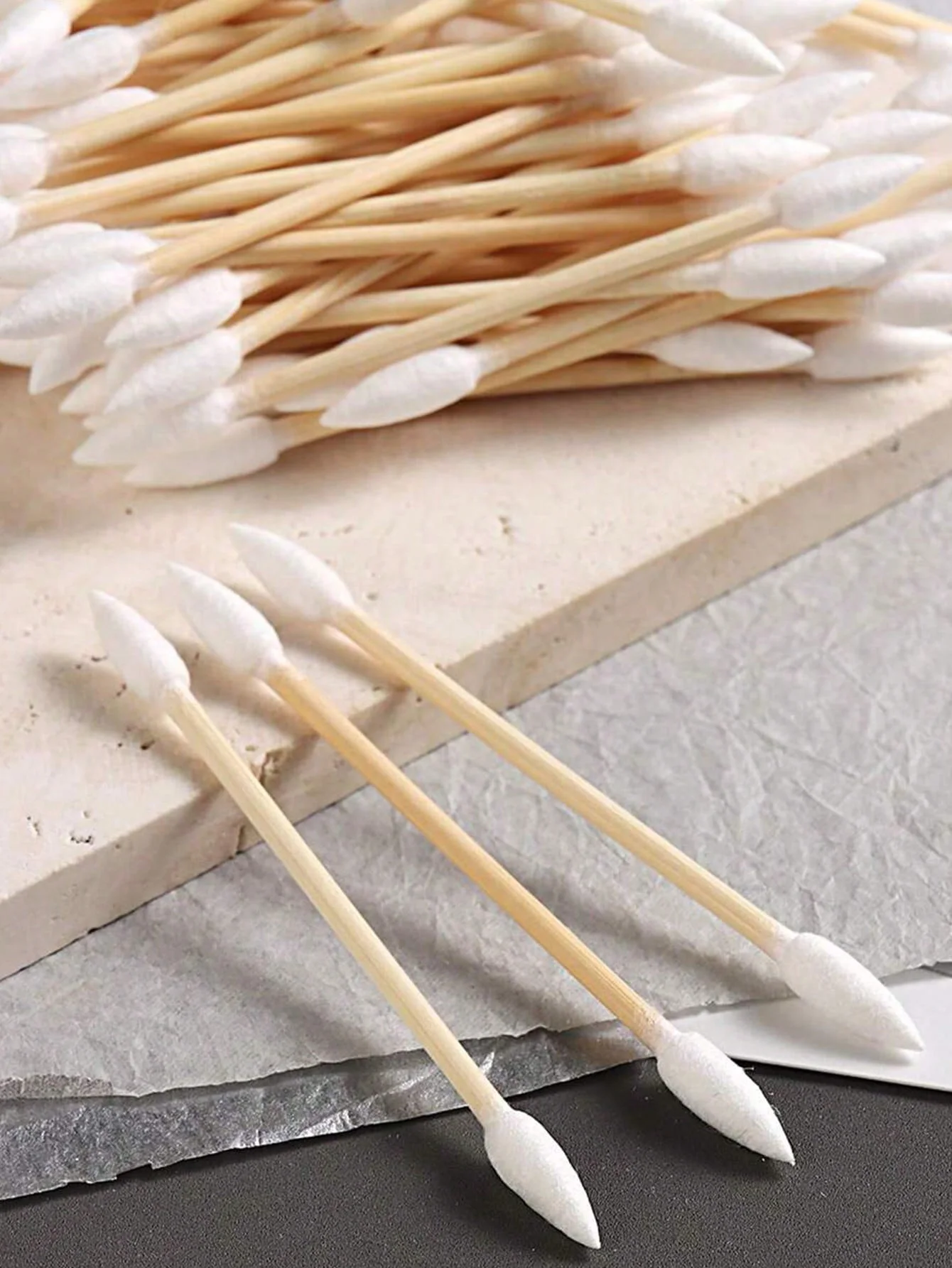 80~100개들이 포인티드 면봉 1팩, 눈썹 정리, 메이크업용 초미세 이쑤시개 스타일 면봉, 초박형 대나무 스틱, 양끝 포인티드 면봉, 메이크업용 특수 면봉, 귀 청소 도구, 일회용 특수 타투 면봉