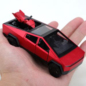 (포장됨) 1:36 합금 픽업 사이버트럭 풀백 자동차 컬렉션 (남아 및 어린이용), 대형 1개와 소형 1개 빈티지 장난감 자동차