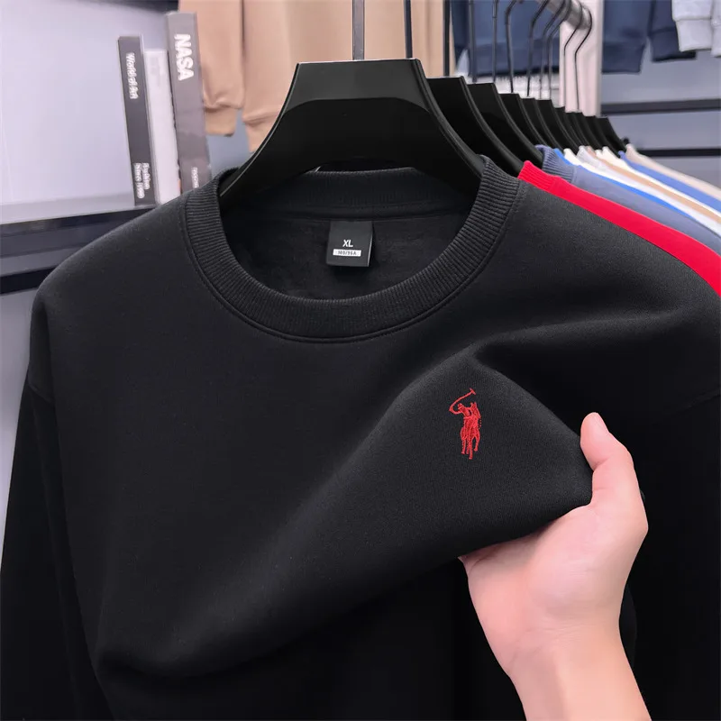 디자이너 브랜드 남성 라운드넥 스포츠웨어 가을 신상품 두꺼운 따뜻한 럭셔리 포니 프린트 루즈 캐주얼 폴 풀오버