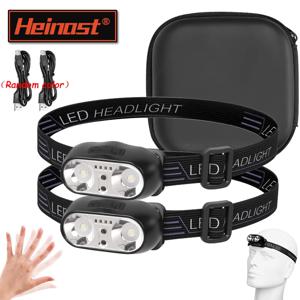 강한 빛 헤드램프 휴대용 LED 센서 헤드램프 USB 충전식 헤드 손전등 야외 캠핑 낚시 비상 랜턴