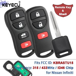 키에쿠 KBRASTU15 315MHz / 433MHz ID46 닛산 알티마 엑스테라 맥시마 센트라 350Z 무라노 인피니티 FX45 G35 I35용 리모트 키