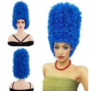 40cm 허니콤 합성 가발 매기 심슨 코스프레 무대 공연 의상 파티 레트로 궁전 블루 곱슬머리