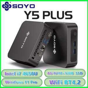 SOYO 미니 PC Y5 PLUS 인텔 i7 4650U 8GB RAM 128GB ROM 윈도우 11 프로 WiFi BT4.2 데스크탑 컴퓨터