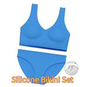 실리콘 여성 수영 비키니 세트 브라 팬티 속옷 방수 빠른 건조 피부 친화적 고탄력 해변 휴가 봄 수영장