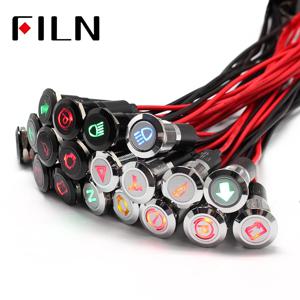 12mm 방수 램프 FILN 12V LED 자동차 보트 LED 경고 대시 보드 신호 조명 악기 파일럿 라이트 블랙 크롬 완료