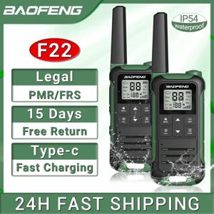 2Pcs Baofeng F22 PMR446 FRS 미니 워키 토키 라이센스가 필요없는 휴대용 VOX Type-C 충전기 캠핑 호텔 용 장거리 양방향 라디오