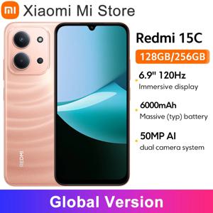 글로벌 버전 샤오미 레드미 15C 스마트폰 120Hz 6.9인치 도트 드롭 디스플레이 50MP 메인 카메라 33W 충전 미디어텍 헬리오 G81-울트라