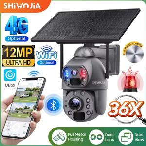 시워지아 36배줌 1200만화소 4G SIM 태양광 카메라 야외 360도 °   무선 와이파이 배터리 보안 카메라 태양광 패널 PIR 야간 투시 기능