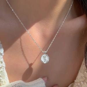 VENTFILLE 925 실버 원형 기하학 장미 목걸이 Dropwise Glaze 한국어 부드러운 보석 생일 선물 도매