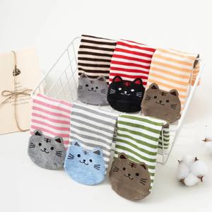 여성용 가을 겨울 양말, 귀여운 코튼 미드 튜브 양말, 고양이 한국 만화 귀여운 짧은 양말