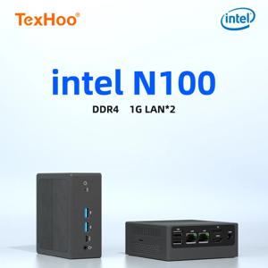 TexHoo 듀얼 밴드 미니 PC 게이밍 컴퓨터, 인텔 N100, 듀얼 밴드, WiFi5, BT4.0, 8GB, 16GB, 256GB, 512GB, DDR4, HDMI DP, 듀얼 LAN, 데스크탑 게이밍 컴퓨터