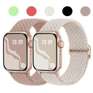 Apple watch 울트라 밴드 용 땋은 루프 스트랩 49mm 44mm 40mm 45mm 41mm 42mm 38mm 탄성 솔로 팔찌 iWatch series9 8 7 6 se 3
