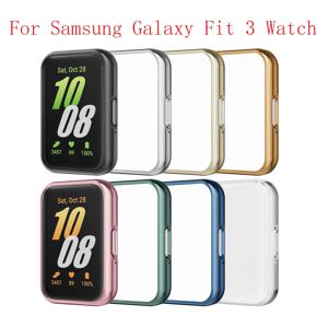 Samsung Galaxy Fit 3 시계용 화면 보호 케이스, 부드러운 TPU 도금 범퍼 올라운드 시계 보호 쉘