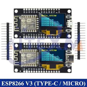 NodeMCU ESP8266 V3 개발 보드, 0.96 인치 OLED 디스플레이 CH340 ESP-12F WiFi 모듈 TYPE-C USB, Arduino/Micropython용