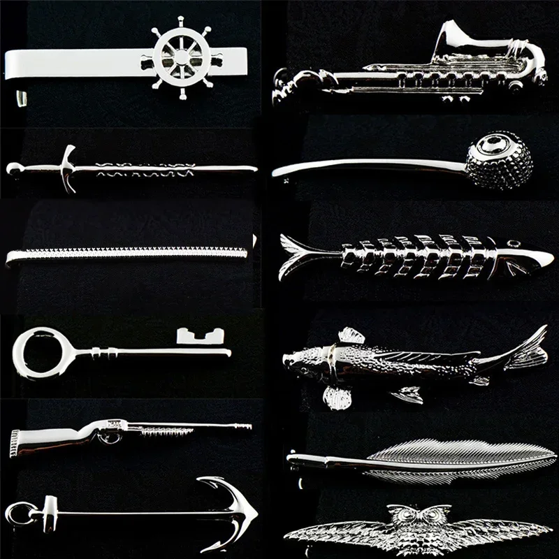 EASY.H 새로운 고품질 레이저 조각 타이 클립 블랙 남성용 비즈니스 타이 핀 무료 배달 방향타 깃털