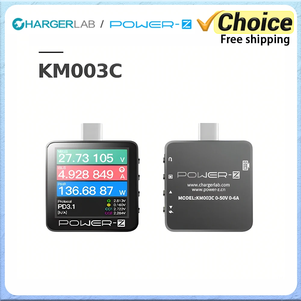 Power-Z KM003C 휴대용 Type-C 고속 충전 테스터 PD3.1 QC5.0 240W Mxa 디지털 전압계 및 전류계 보조베터리 테스터