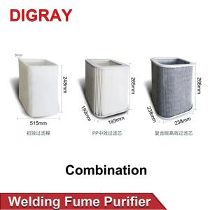 DIGRAY 레이저 연기 추출기 필터 요소 XF180 XF250 납땜 연기 연기 흡수기 정수기 HEPA 집진기