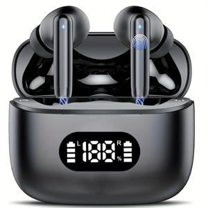 무선 이어폰 40dB 소음 차단 Bluetooth 5.3 헤드폰 6 마이크 ENC(LED 디스플레이 포함) HD 통화 TWS 이어버드 투명 모드