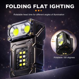 미니 USB 충전식 LED 손전등 자석 작업등 휴대용 초강력 COB 토치 캠핑 야외 비상용