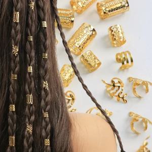 아프리카 헤어 브레이드 믹스 헤어 브레이더, 금속 헤어 링 비즈 커프스 튜브 참, 할로우 아웃 드레드 장식 액세서리, 40 개