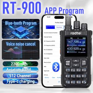 Radtel RT-900 8W 풀 밴드 햄 라디오 워키 토키 512CH 에어 밴드 양방향 라디오 방송국 항공 NOAA 경찰 해양 강 PTT
