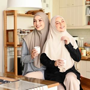 이슬람 인스턴트 Hijab 여성 스카프 전체 커버 목 솔리드 컬러 터번 Headscarf 이슬람 착용하기 쉬운 Hijab Cotton Hemp Inner Hijab